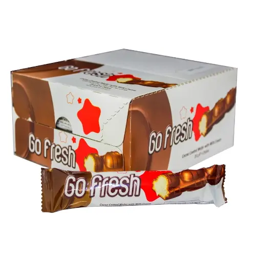 Go fresh Chocolate Wafer | Cocoa Coated wafer with Milk Cream | Pack of 24 wafer x (25g each)