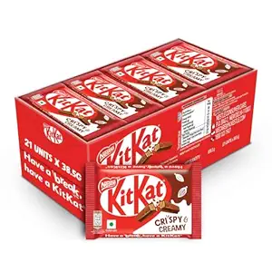 KitKat, 4 Fingers, Crispy & Creamy, Chocolate Coated Wafer Bar, Pack Of 21 Units x 38.5g Each, 808.5g, Box